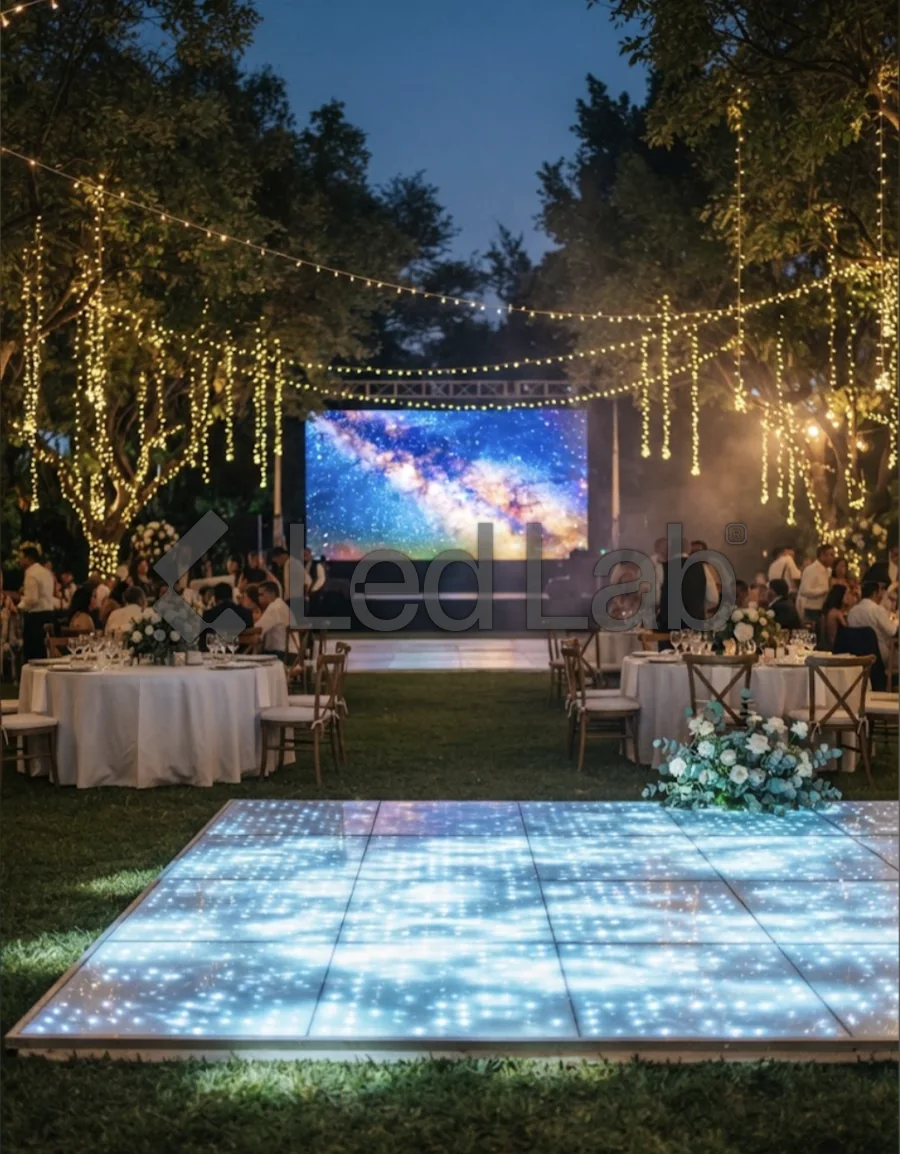 Pantalla y pista LED en un evento al aire libre
